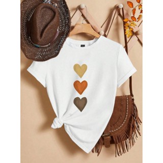 Camiseta Blusa T-Shirt Estampada Trio Corações Casual em Oferta na Shopee