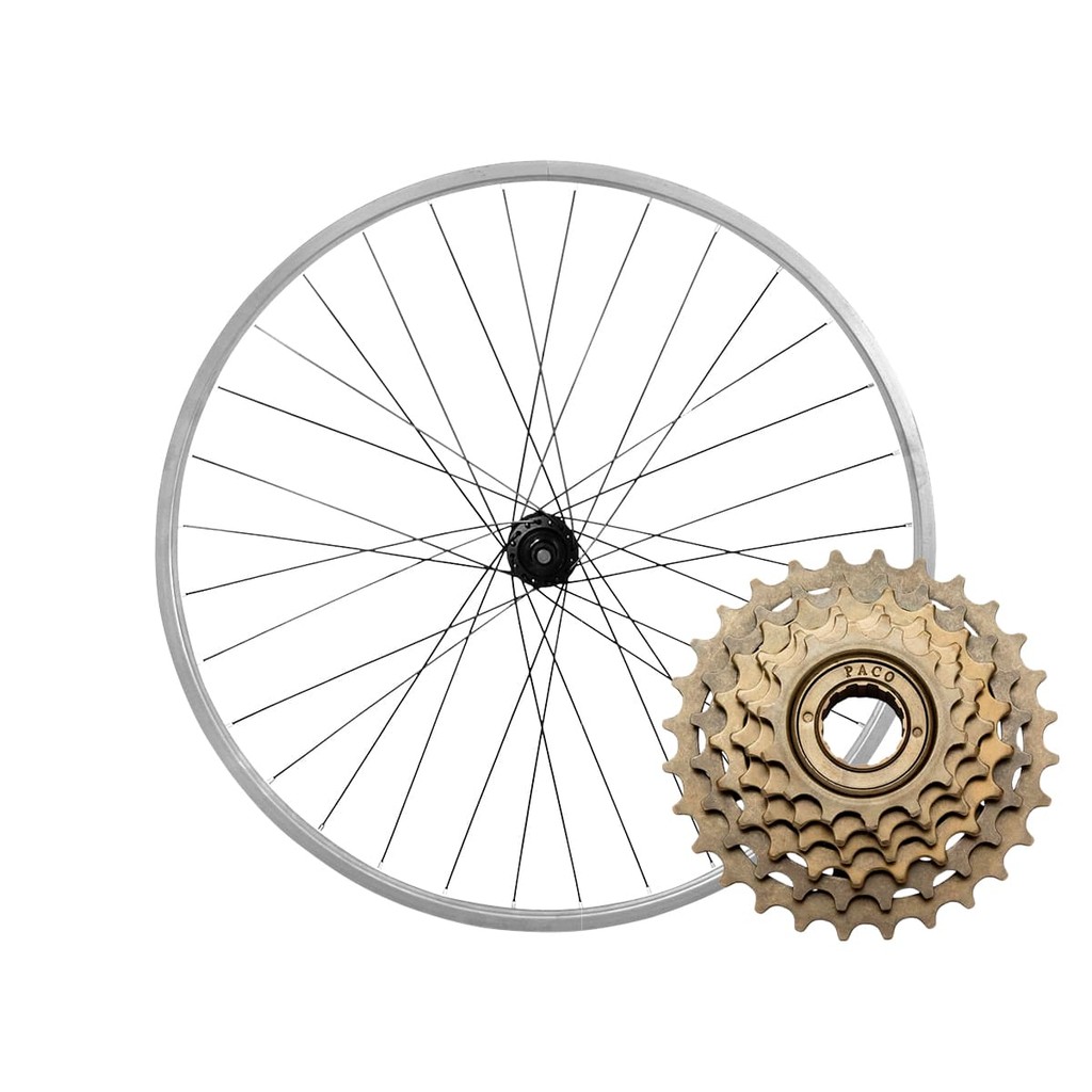 Roda Traseira Montada Aro 26 em Alumínio Para Freios V-brake e Roda Livre 6V em Oferta na Shopee