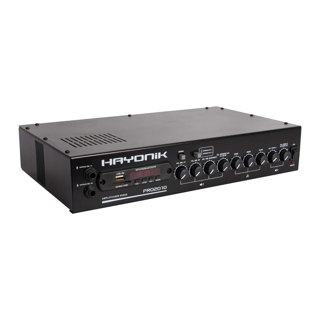 Amplificador de Áudio Som Ambiente PRO2010 200W RMS Com Gongo Hayonik 0000085843