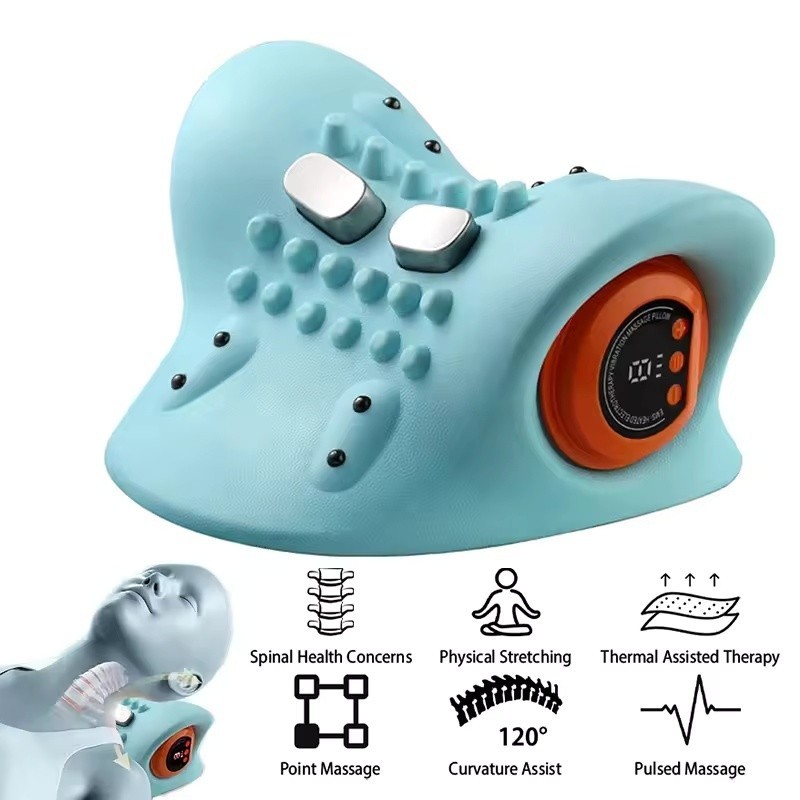 Massageador Cervical Elétrico Pescoço Tração Pulso Aquecimento Alívio Da Dor Quiropraxia em Oferta na Shopee