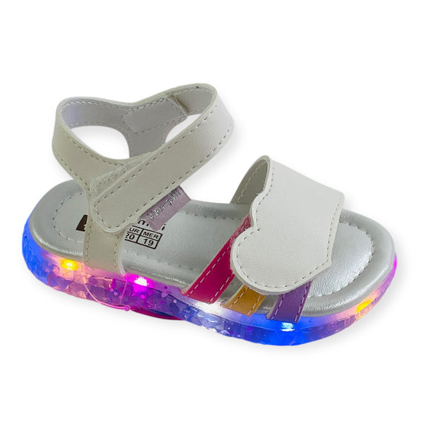 Sandália Pampili Mini LED Coração Listras – Brilho, Estilo e Conforto para Meninas
