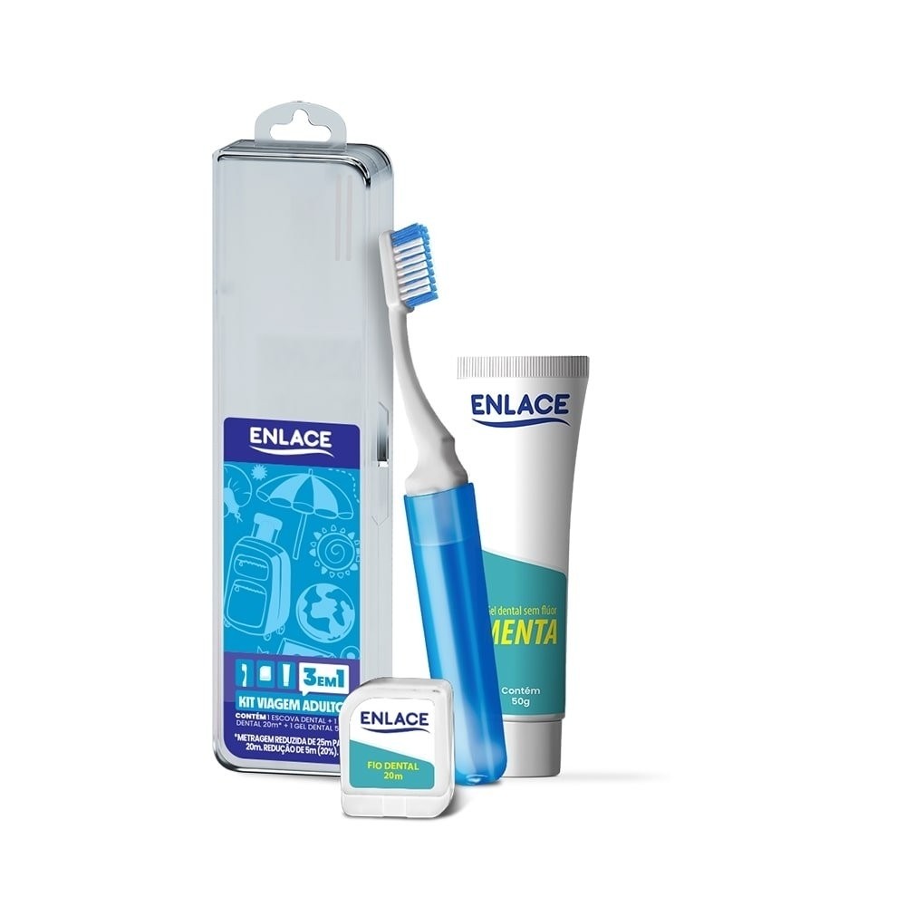 Kit Enlace Escova + Creme Dental + Fio Dental + Estojo - Health