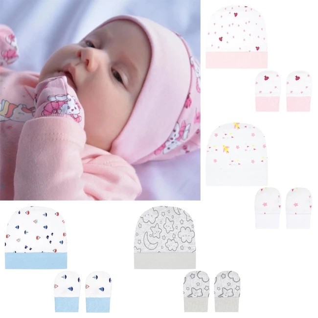 KIT BEBE TOUCA + LUVAS 100% ALGODÃO BABY JOY BUBLIM
