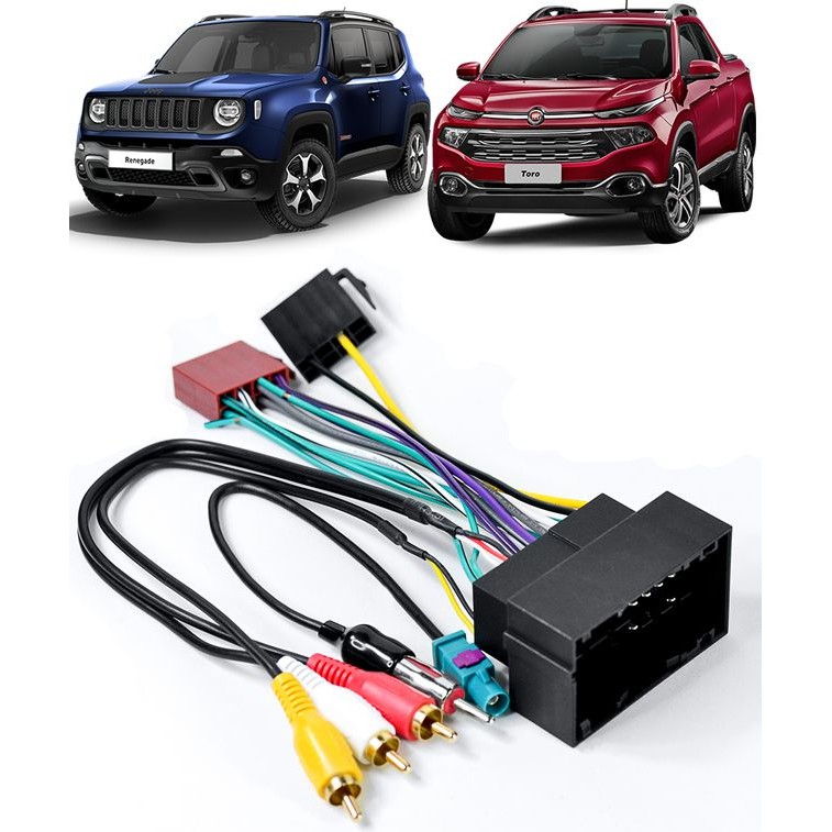Chicote de Ligação Chicote Adaptador de Antena Jeep Renegade 2015 à 2018 Fiat Toro 2016 à 2018 Novo Bravo 2015 à 2018