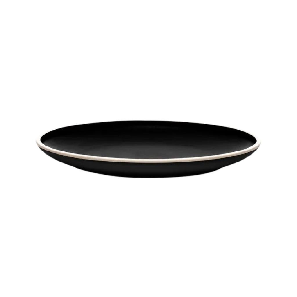 Prato Raso Grande 27cm De Melamina Preta Minimalista KitNet - Wolff