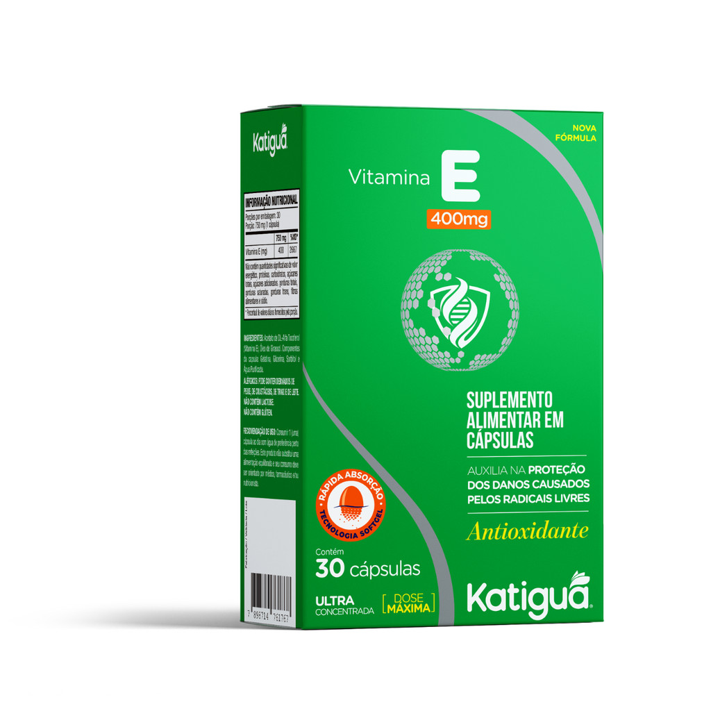 Vitamina E 400mg Ultra Concentrada Dose Máxima Katiguá 30cáps em Oferta na Shopee