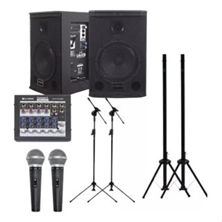 Kit Saga 8 Ativa Passiva Mesa 6 Canais Microfones Pedestais em Oferta na Shopee