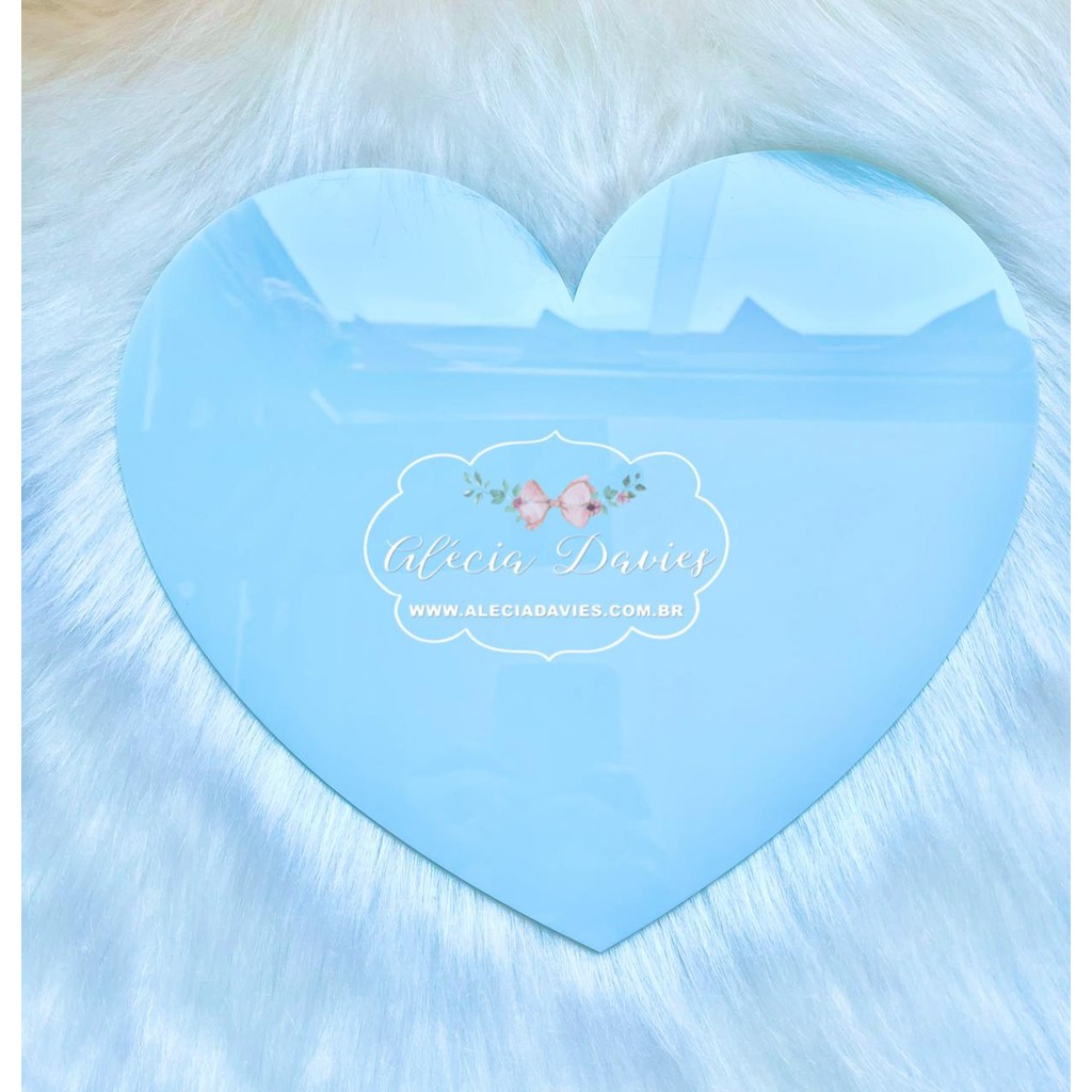 CORAÇÃO  PARA FOTOS acrílico  AZUL 30X26CM