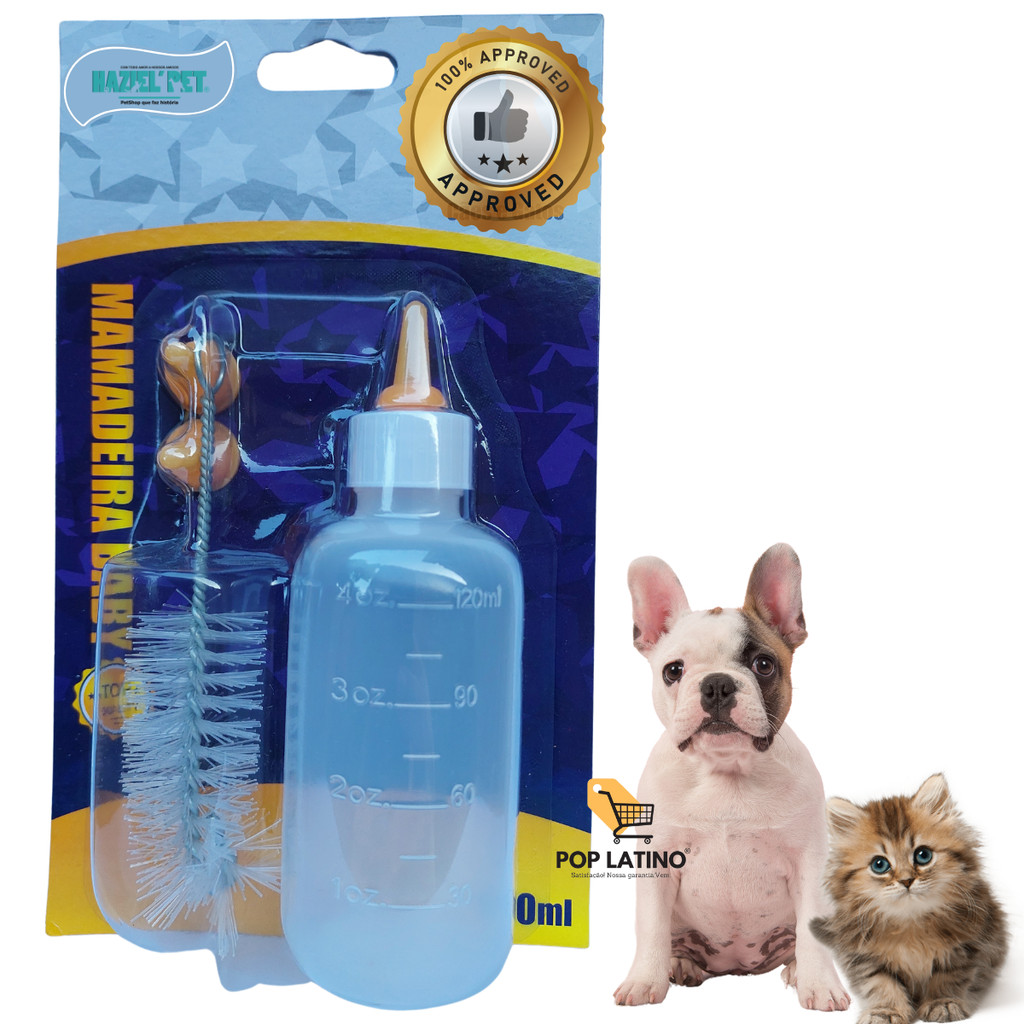 Mamadeira Pet Cachorro Gato Filhote Adulto Kit 120ml - Pet, Cães, Gatos, Pet shop
