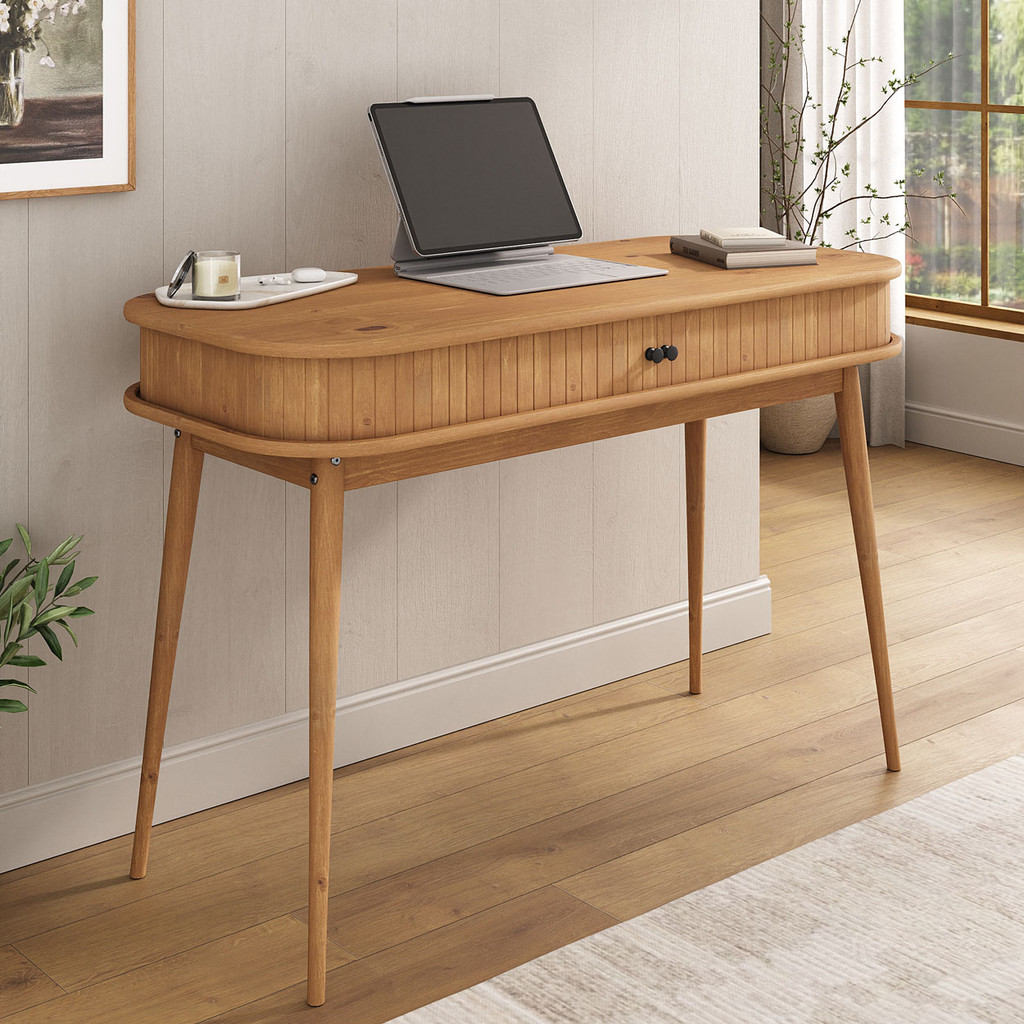 Mesa Escritório Madeira Escrivaninha Compacta Jari Moderna Rolltop Freijó