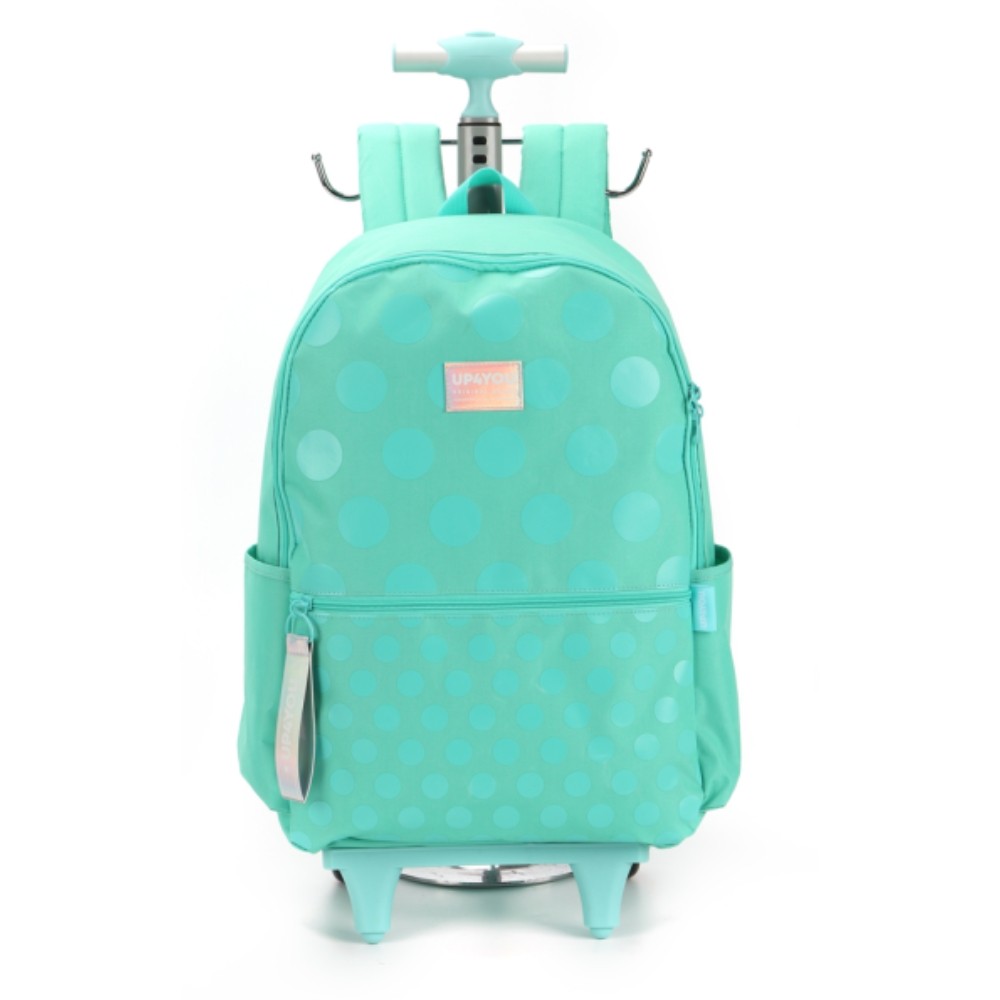 UP4YOU MOCHILA COM RODAS TURQUESA COM BOLINHAS
