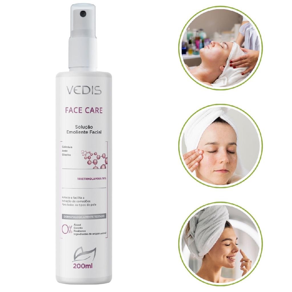 Solução Emoliente Facial Limpeza de Pele Remoção de Cravos Face Care Vedis 200ml