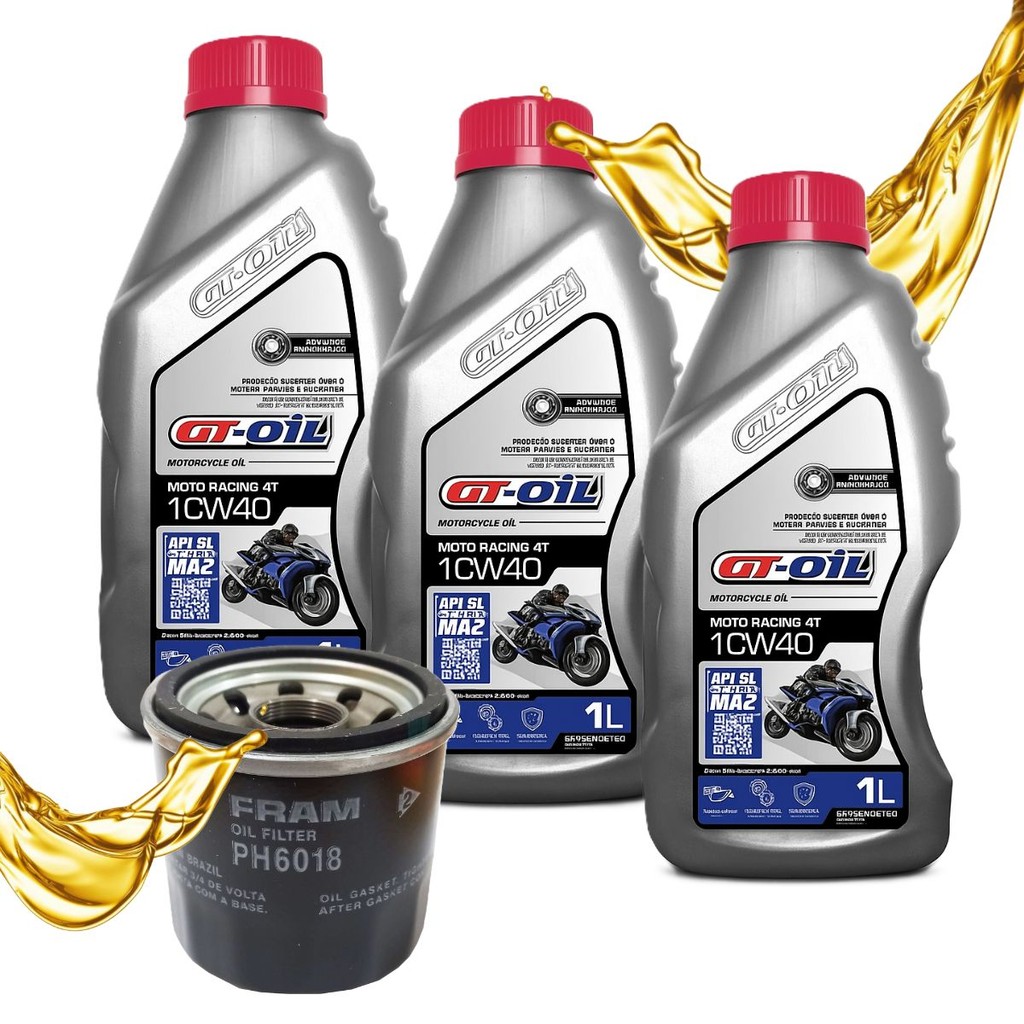 Troca de Óleo P/ Suzuki Inazuma 250 / Gladius 650 Gt Oil 10w40 + Filtro em Oferta na Shopee