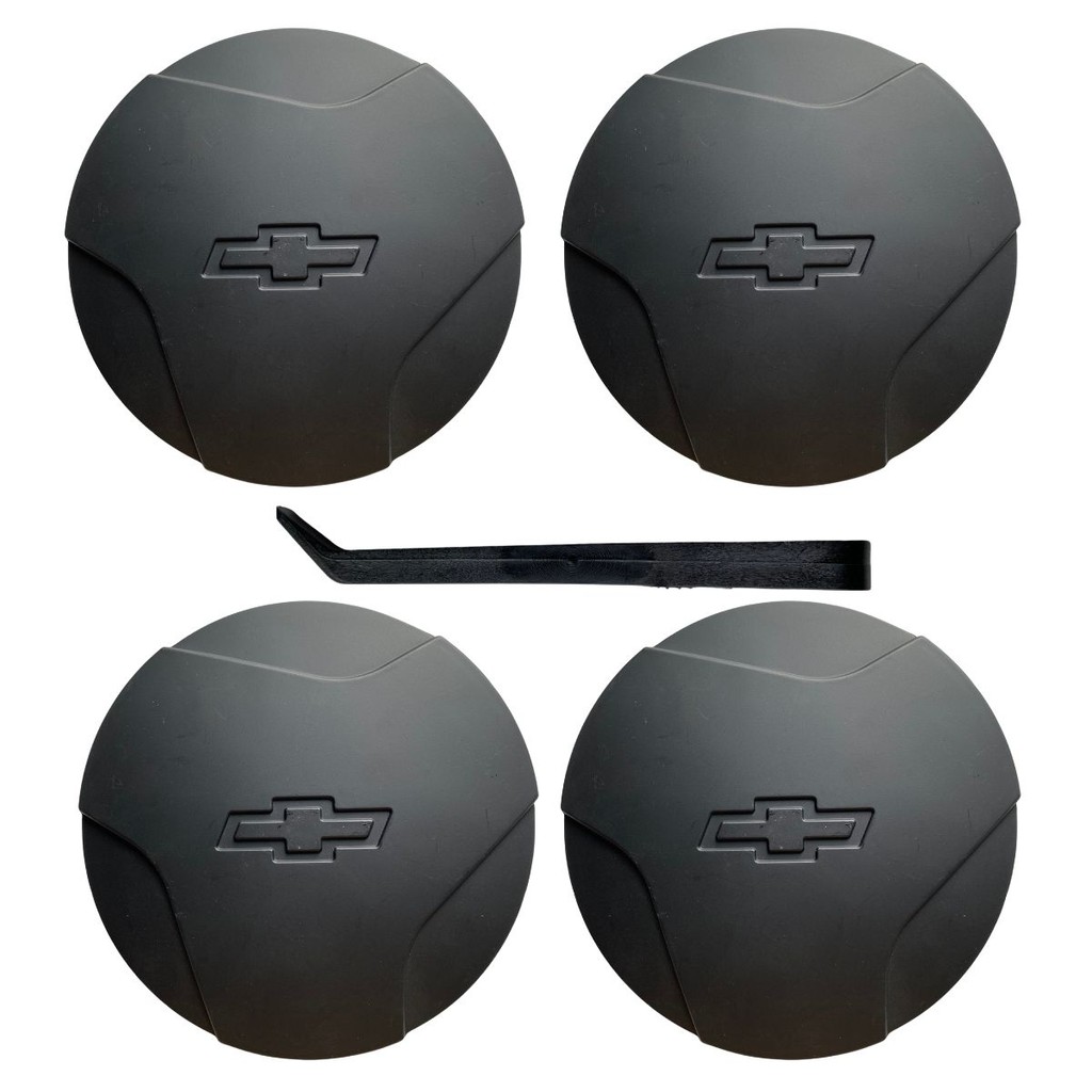 Kit Calota Centro Roda Corsa Wind 94 96 99 Preto F + Chave