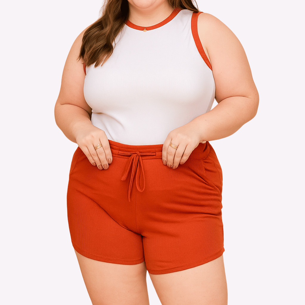 Conjunto Ribana Feminino Plus Size Regata Conforto Moda Verão Lindo Elegante 2 Peças Premium Fashion