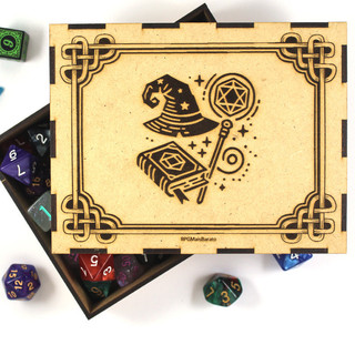 Caixa Porta Dados RPG -  2 em 1 - Caixa + Bandeja - Itens Mágicos (não acompanha dados) - Mais RPG