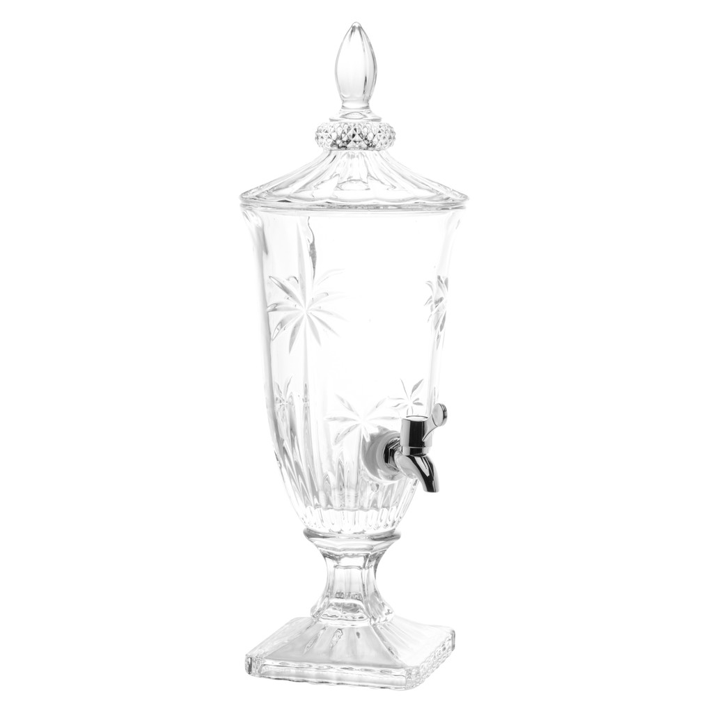 Suqueira Palm Tree Wolff 2 Litros Cristal Ecológico Com Pé E Tampa Elegância Tropical Para Servir