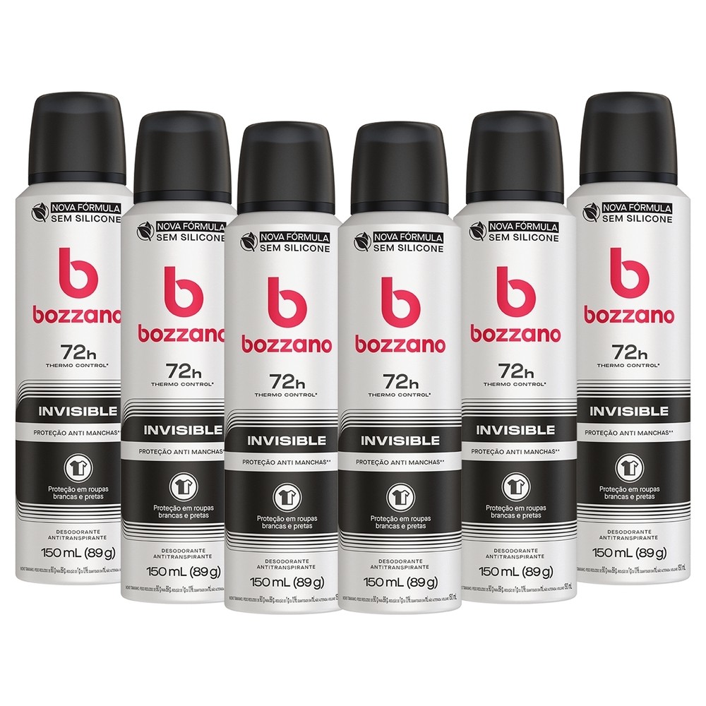 Kit 6 und Desod Aero Bozzano Masculino Invisible 150ml em Oferta na Shopee