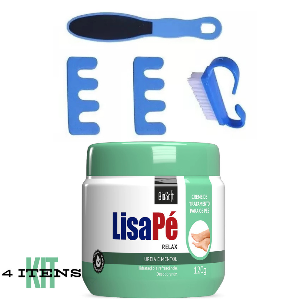 Kit Pedicure/ Manicure Lixa para os Pés, Escova e Separador + Lisa Pé Relax Bio Soft 120g