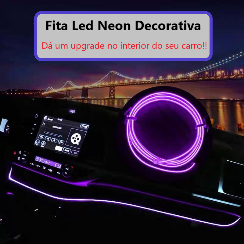 Fita de Led Neon Painel Interior Carro Decoração Automotiva Tunning 12V 3 / 5 metros Top Luxo em Oferta na Shopee
