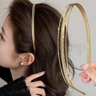 [Destaque] Argola De Cabelo Em Liga Multicamadas – Tiara Fina Minimalista Cabeça Lisa Dourada Chapéus De Temperamento El em Oferta na Shopee