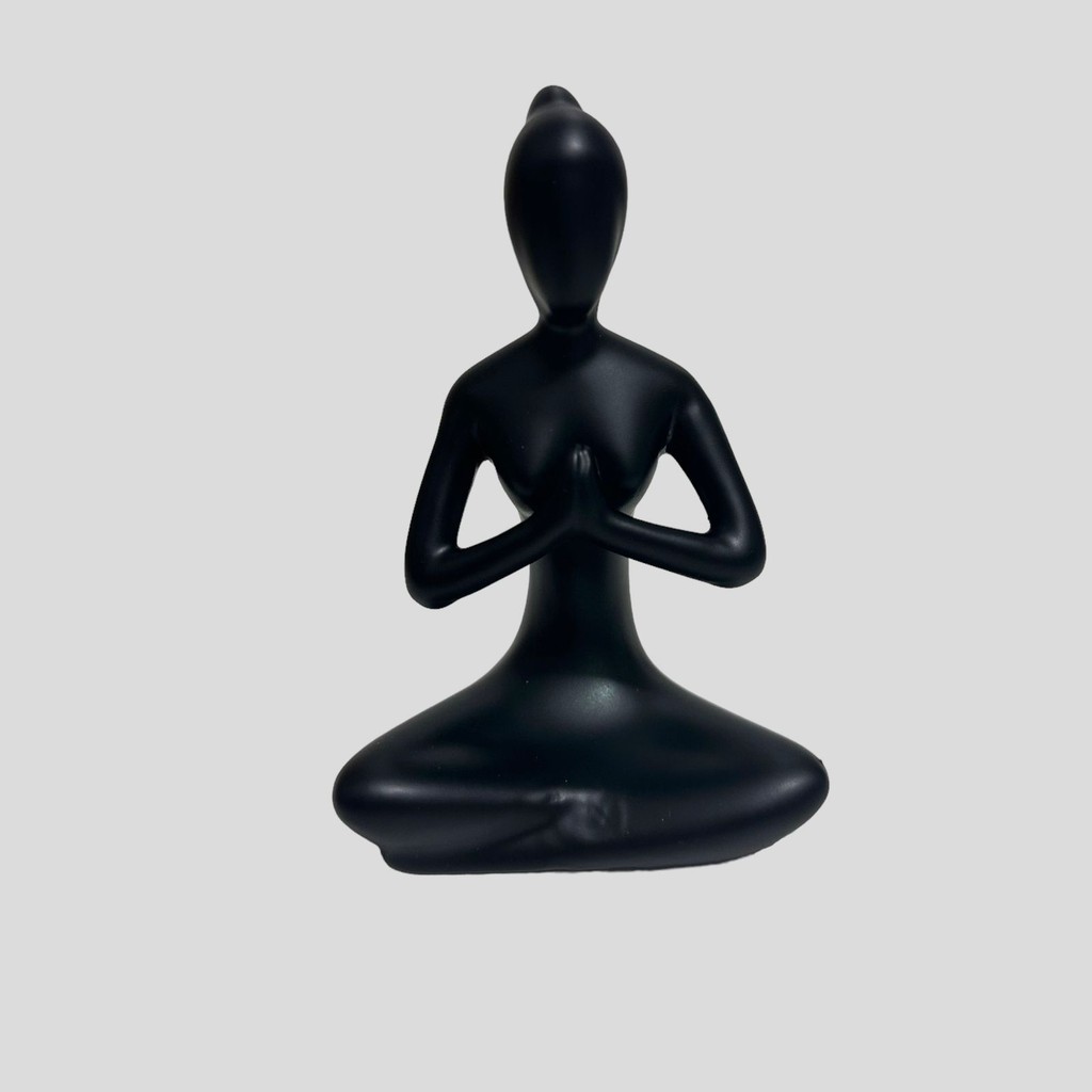 Imagem Estátua de porcelana Zen Yoga Relaxar e Meditar - Preto