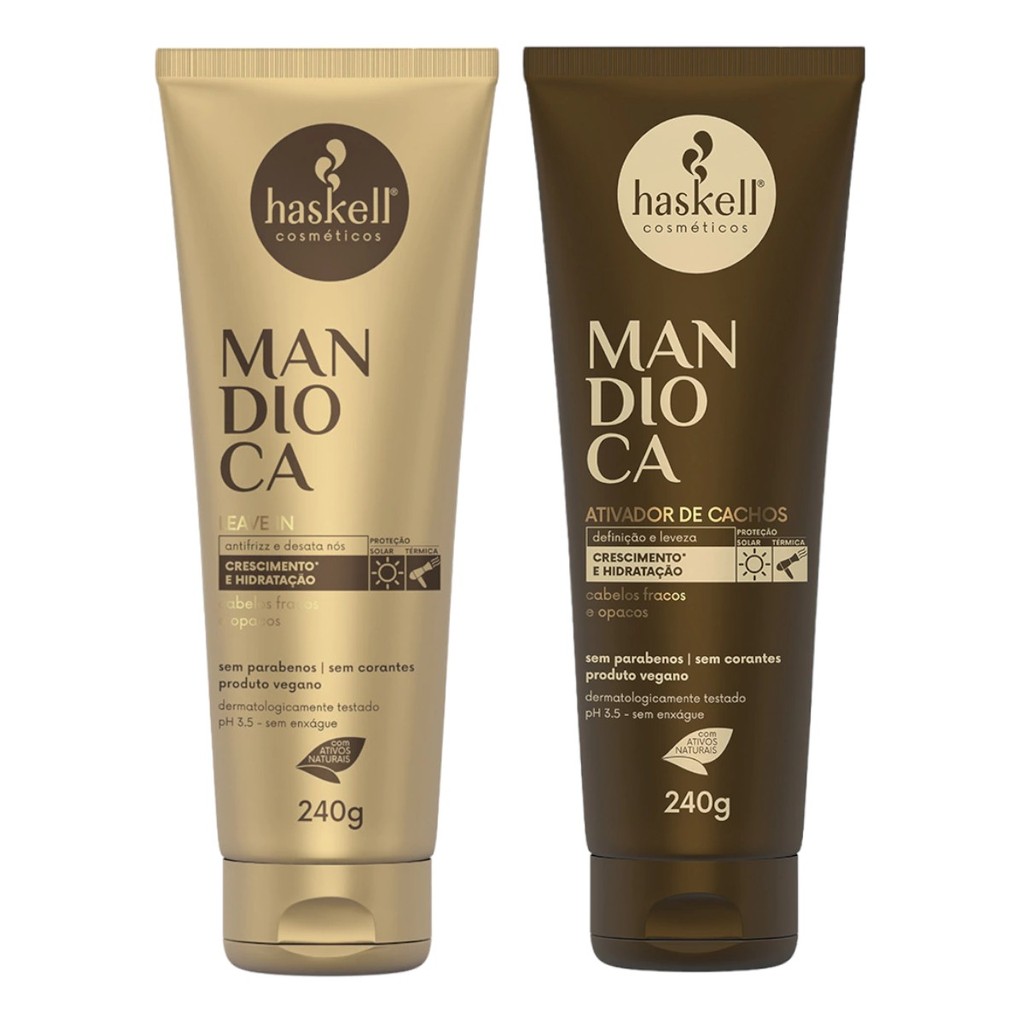 Kit Mandioca 1 Leave in 240g 1 Ativador de cachos 240g Haskell
