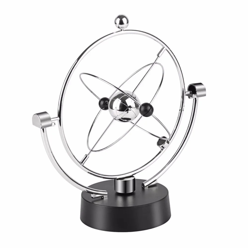 Pendulo Cinético De Newton Giratório Magnético P/ Decoração Cor Prateado