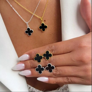 Conjunto Trevo Virginia Colar e Brinco Folheados a Prata 925 Banhado Ouro 18k em Oferta na Shopee