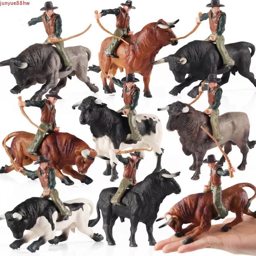 Figuras De Ação De Tourada JUNYUE , Simulação Com Modelo De Gado De Aves Piloto , Estáticas De Boi De Touro De Bezerro em Oferta na Shopee