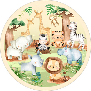 Capa Para Painel de Festa Redondo Safari Baby Chá de bebê Infantil em Tecido Sublimado 1,50x1,50m 50x50cm Vários Modelos em Oferta na Shopee