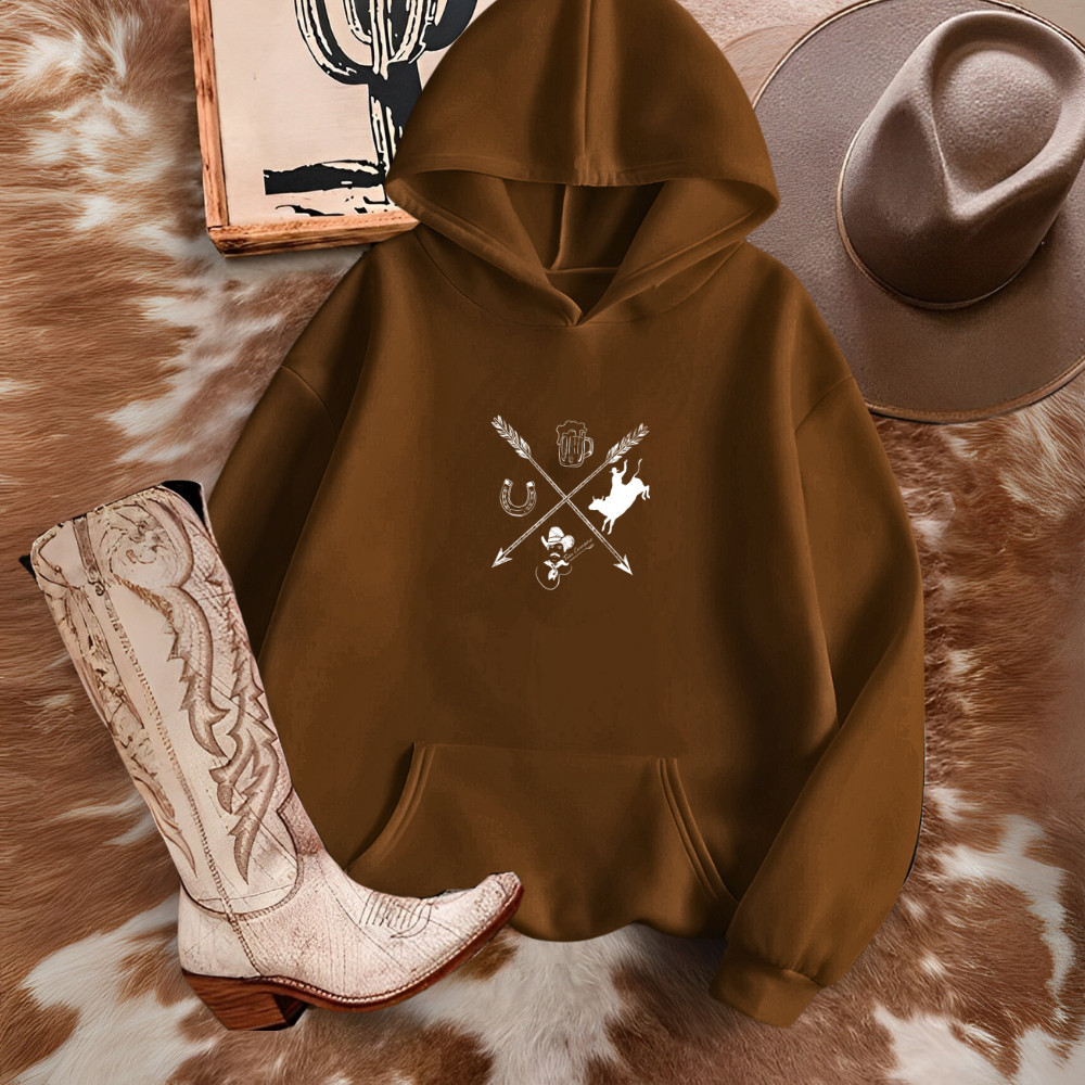 Moletom Country Blusa de Frio Unissex Estamp Flechas Inverno Estilo Roça Boiadeira Rodeio Peão frio