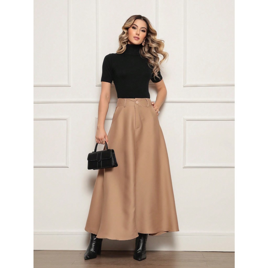 Saia longa alfaiataria moda evangelica feninino em Oferta na Shopee