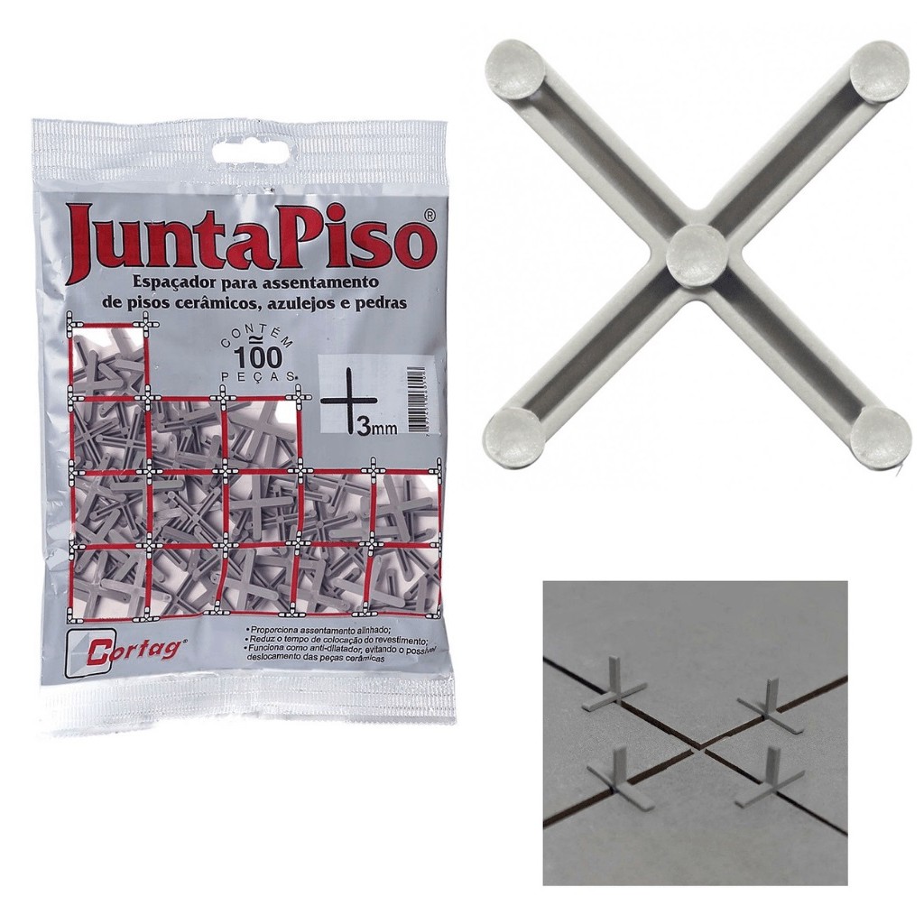 ESPAÇADOR PISO E AZULEJO 3mm COM 100UN CADA - CORTAG