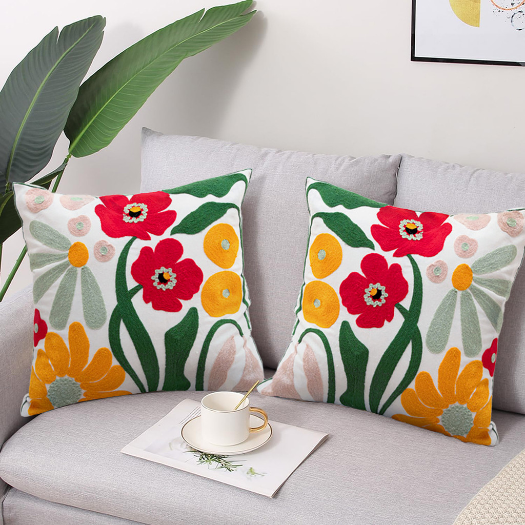 Kit 2 Capas de Almofada 45x45cm Bordado Decorativo para Sofá e Cama Travesseiro Não Incluído N1020-KIT2 em Oferta na Shopee