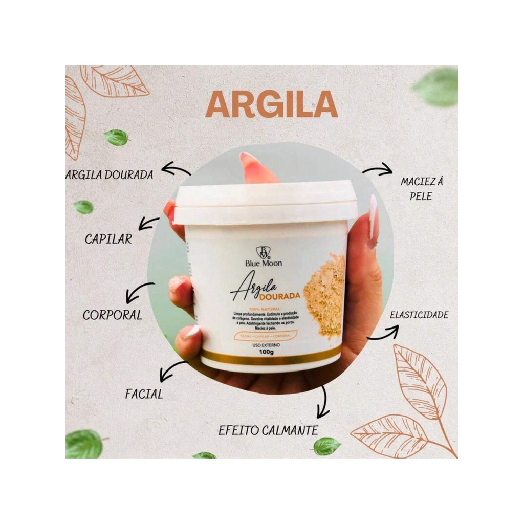 Skin Care Argila 100% Natural Blue Moon 100g Cor: Dourada