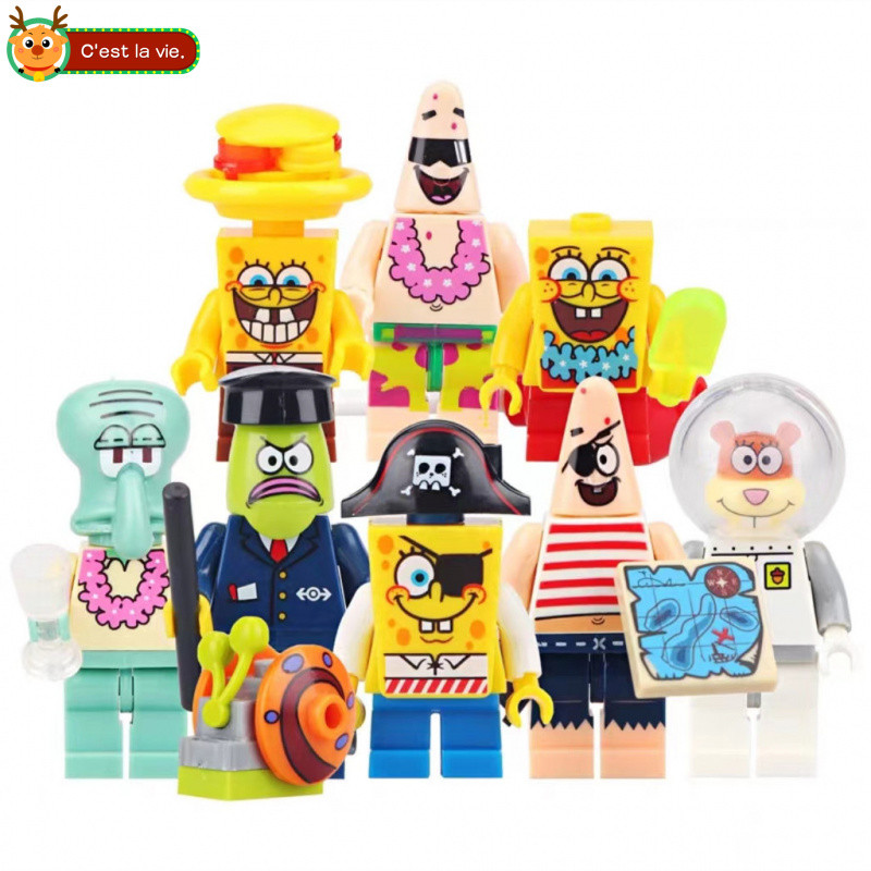 Brinquedo de montar Peça decorativa Brinquedos de Menino Presente de aniversário boneco de Esponja Estrela-do-mar em Oferta na Shopee