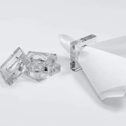 Kit 08 Anéis Guardanapo Minimalista Mesa Posta Cristal 5mm