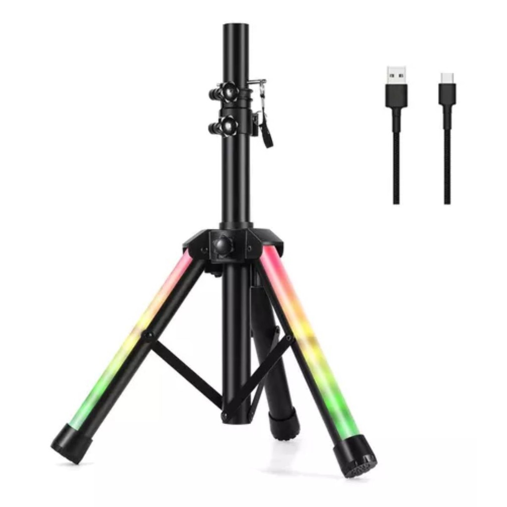 Suporte Tripe Ajustável Para Caixa De Som Com Led Rgb E Bateria 1,10m