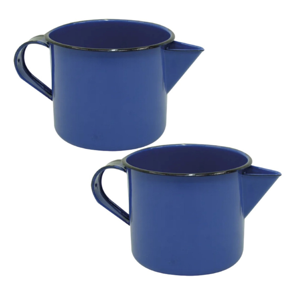 Kit 2 Caneca Esmaltada Com Bico Branca 1L Vela Sabonte Agata copo café fazer vela