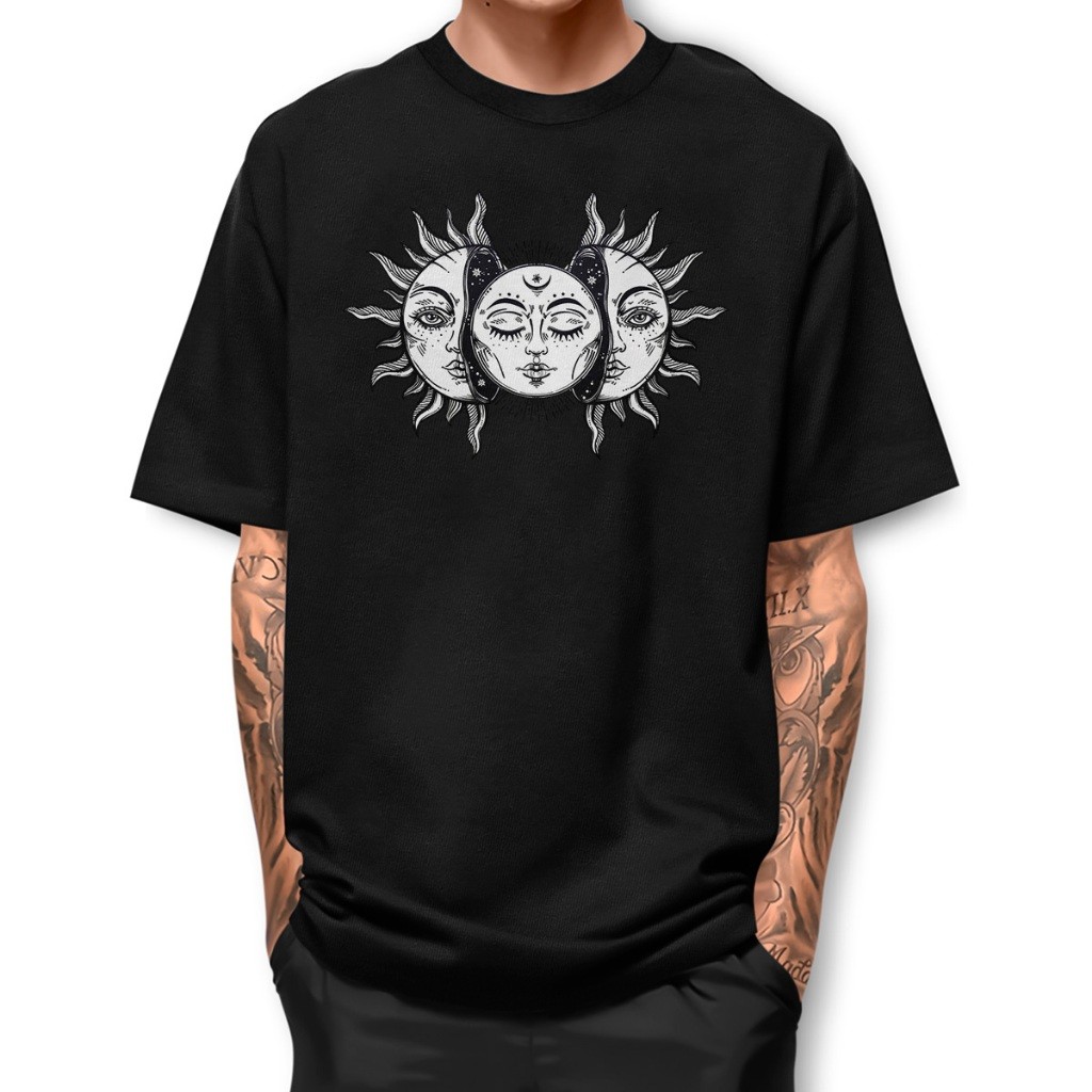 Camiseta 100% Algodão Estampa Sol e Lua Lançamento Streetwear