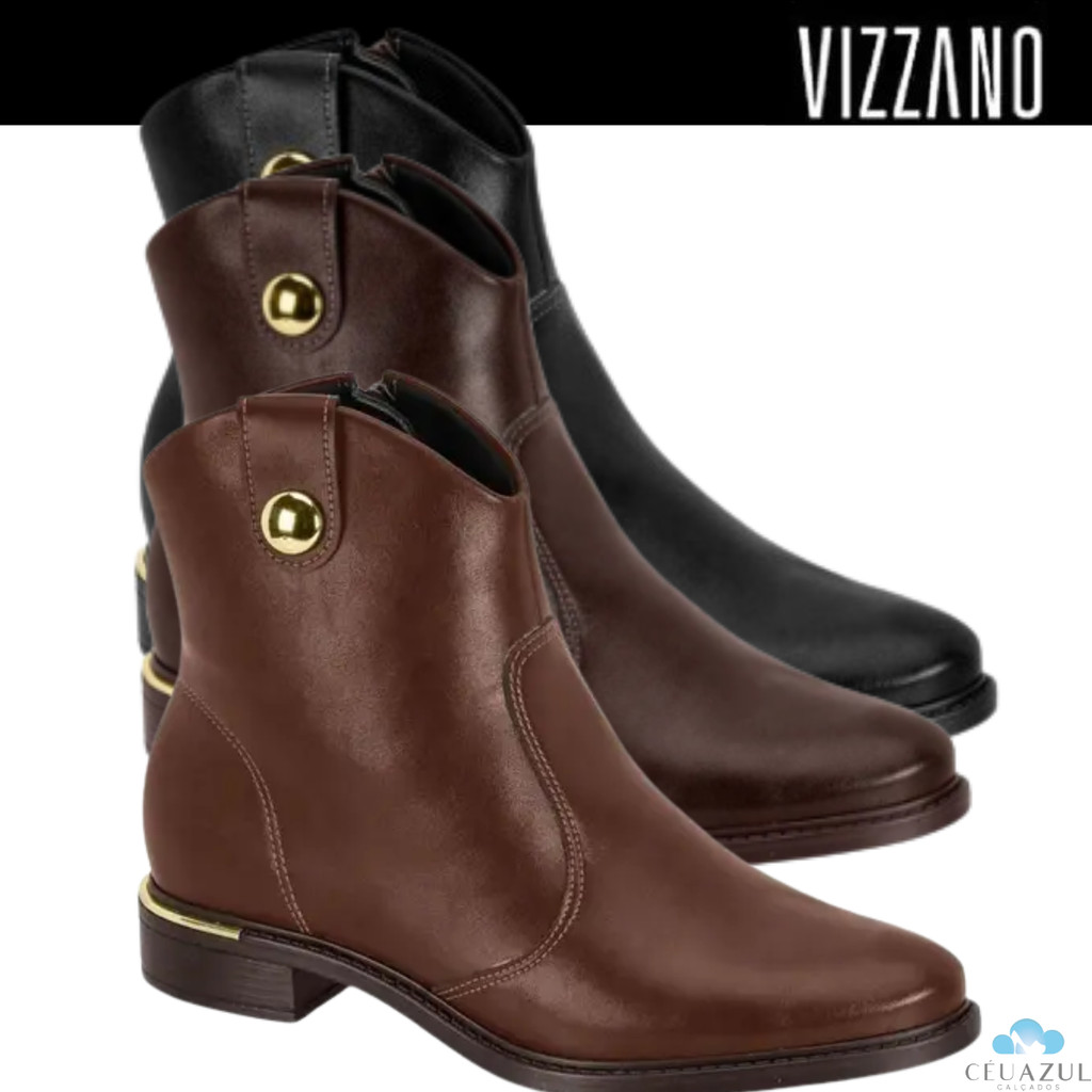 Bota Feminina Vizzano Country Cano Baixo Lançamento Original em Oferta na Shopee