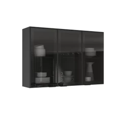 Armário Aéreo de Cozinha Itatiaia Lumina 120cm em Madeira Grafite/Fendi