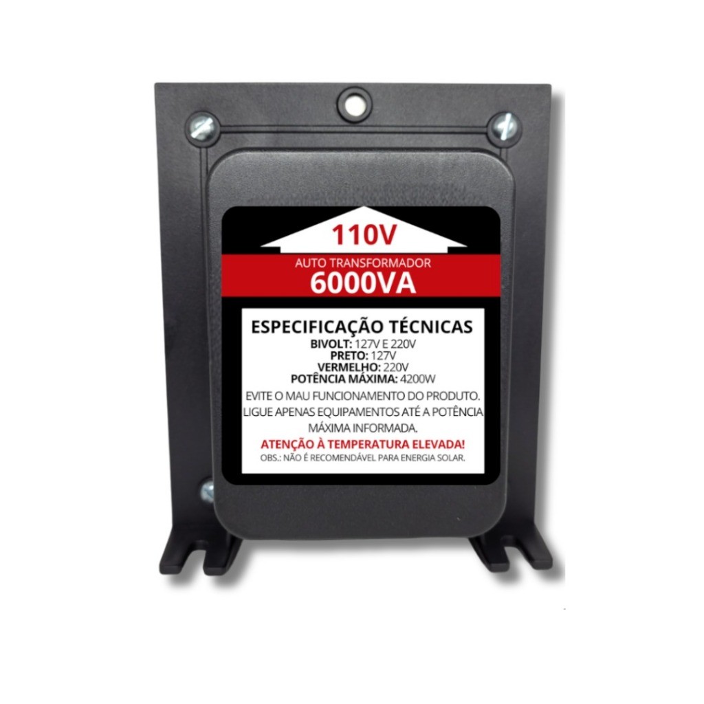 Auto Transformador Conversor de Energia Voltagem 6000va 220V/110V e 110V/220V Bipolar Kitec Equipamentos