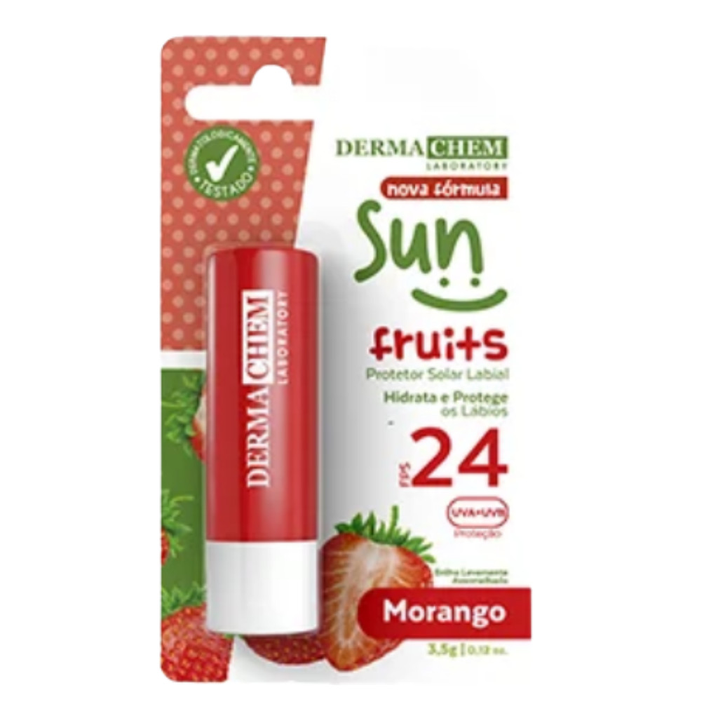 Protetor solar labial fps24 morango dermachem 3,5g