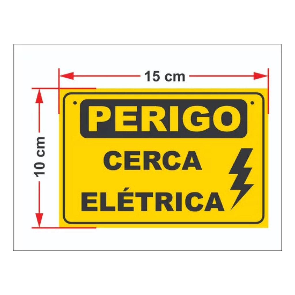 Placa de advertencia Cuidado Cerca Elétrica aluminio amarela
