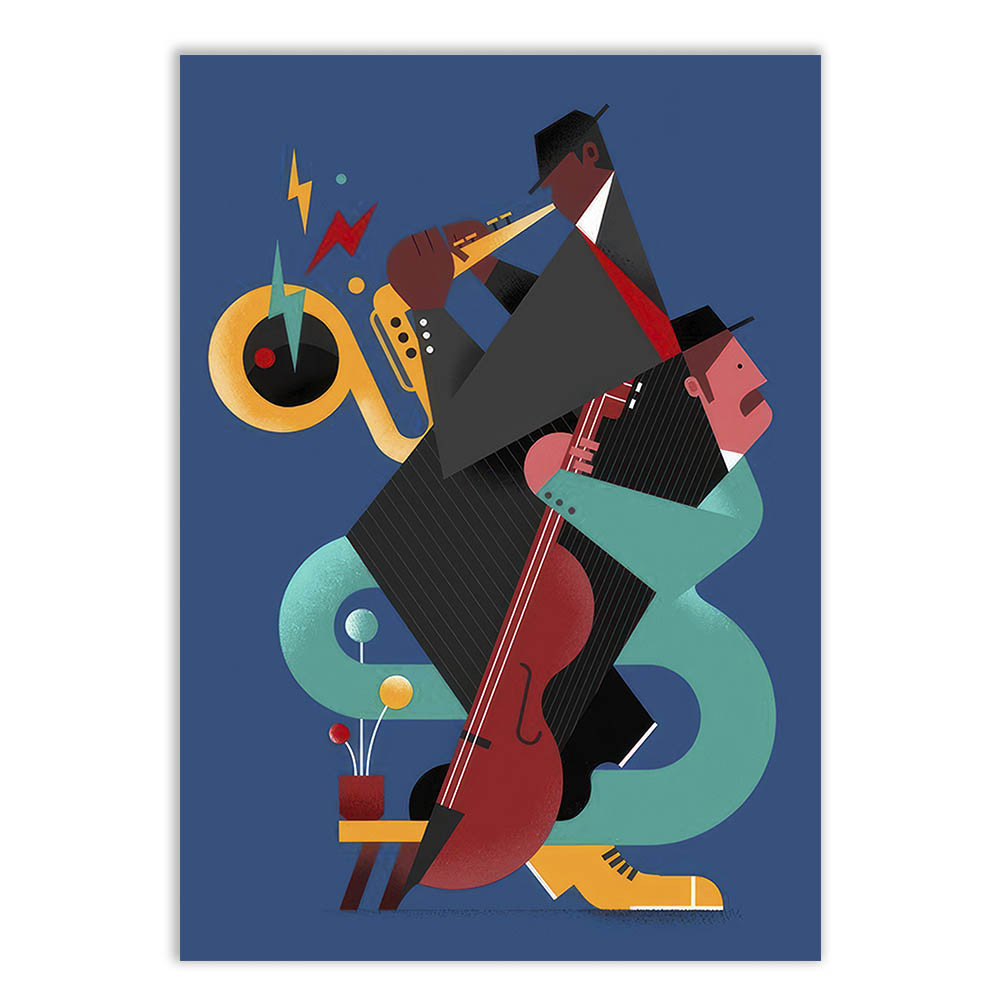 Placa Decorativa Musica Ilustração Saxofone E Violoncelo