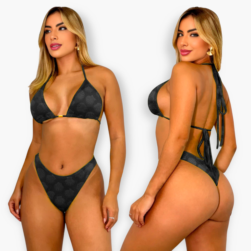Conjunto Kit Bikini Cortininha Calcinha Maragogi Asa Delta Fio Duplo Forro Premium