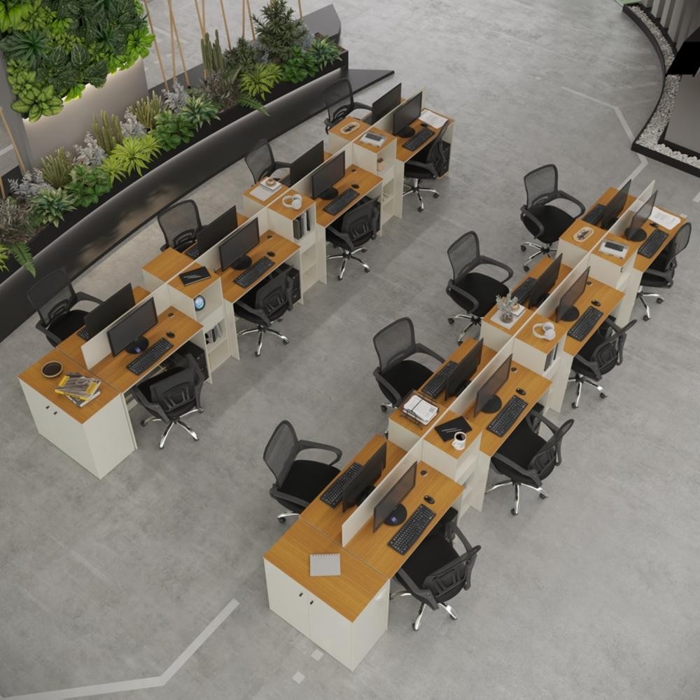 Estação de Trabalho 16 Lugares Office Smart 16 Mesas 12 Armários 2 Aparador