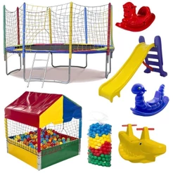 Kit Pula Pula 3,05m + Piscina De Bolinhas 1m + 500 Bolinhas + Escorrega Médio + 2 Gangorra 1l + 1 G2